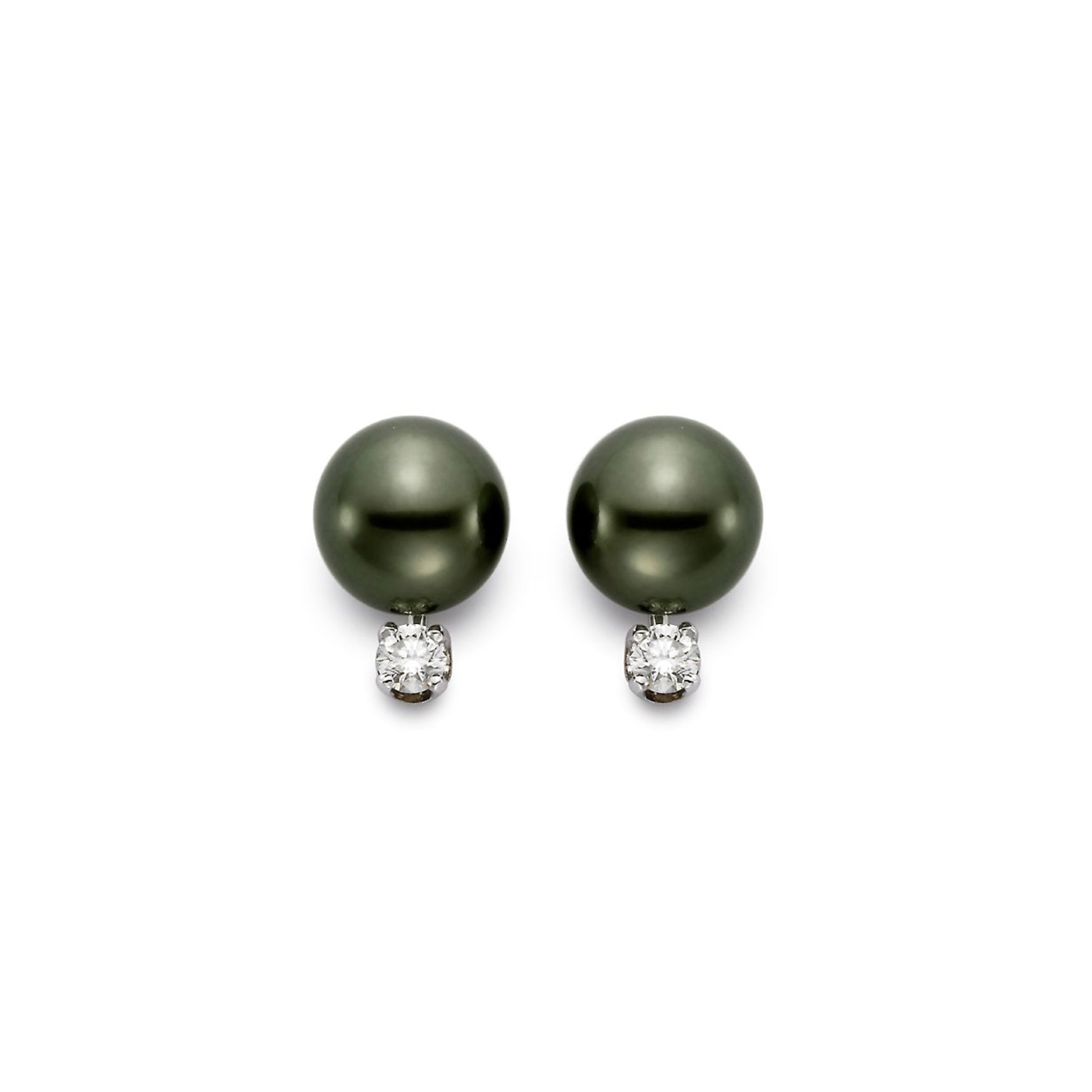 Mastoloni 18K White Gold Tahitian Pearl Diamond Stud Earrings