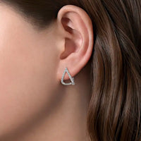 Gabriel & Co. 14K White Gold Inverted V Diamond Huggies - NAGI