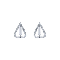 Gabriel & Co. 14K White Gold Inverted V Diamond Huggies - NAGI
