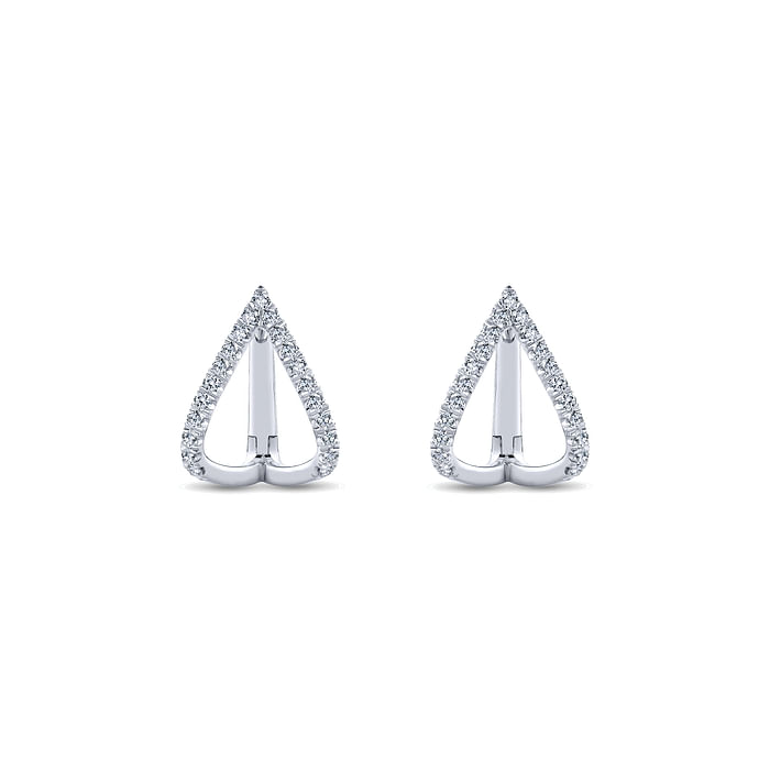 Gabriel & Co. 14K White Gold Inverted V Diamond Huggies - NAGI