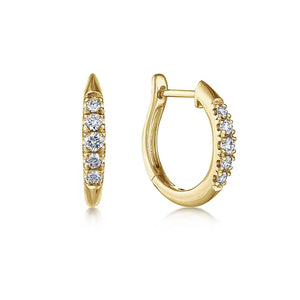 Gabriel 14K Yellow Gold Classic Round 15mm Diamond Huggie Earrings