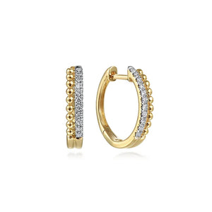 Gabriel 14K Yellow Gold Bujukan Pave 10mm Diamond Huggie Earrings