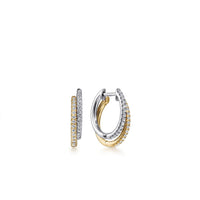 Gabriel & Co. 14K Yellow-White Gold Layered 15mm Diamond Huggie Earrings