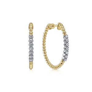 Gabriel 14K Yellow Gold 30mm Bujukan Diamond Classic Hoop Earrings