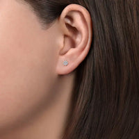 Gabriel & Co. 14K White Gold Cluster Diamond Flower Stud Earrings