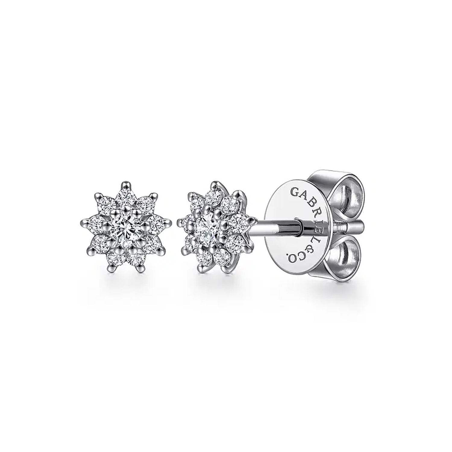 Gabriel & Co. 14K White Gold Cluster Diamond Flower Stud Earrings