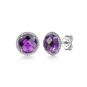 Gabriel Sterling Silver Bujukan Amethyst Stud Earrings