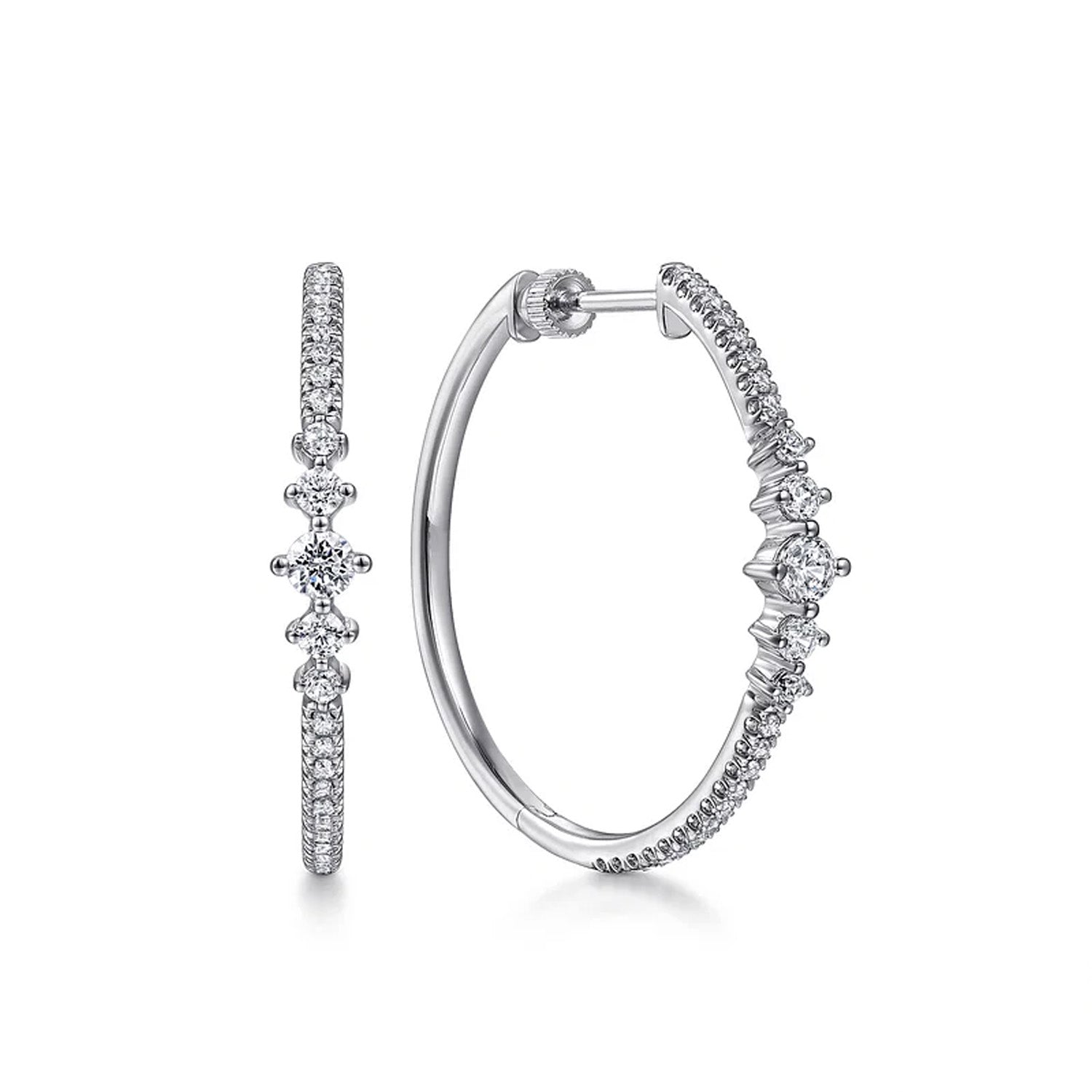 Gabriel & Co. 14K White Gold Diamond Classic Hoop Earrings