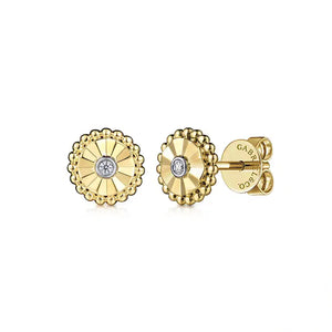 Gabriel Diamond Cut - 14K White and Yellow Gold Diamond Stud Earrings