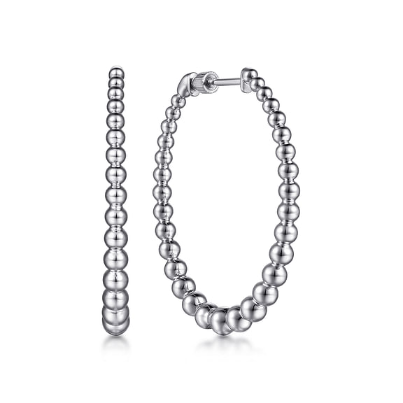 Gabriel & Co. Sterling Silver White Gold Oval Hoop Earrings