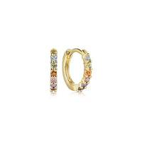 Gabriel & Co. 14K Yellow Gold Rainbow Color Stone Huggie Earrings
