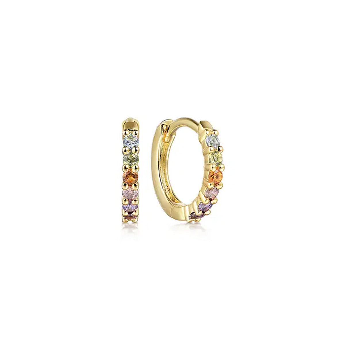 Gabriel & Co. 14K Yellow Gold Rainbow Color Stone Huggie Earrings