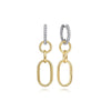 Gabriel & Co. 14K White and Yellow Gold Diamond Hollow Tube Huggie Drop Earrings