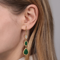Gabriel & Co. 14K Yellow Gold Diamond and Malachite Rope Drop Earrings