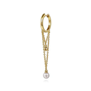 Gabriel 14K Yellow Gold Bujukan and Pearl Huggie Drop Earrings