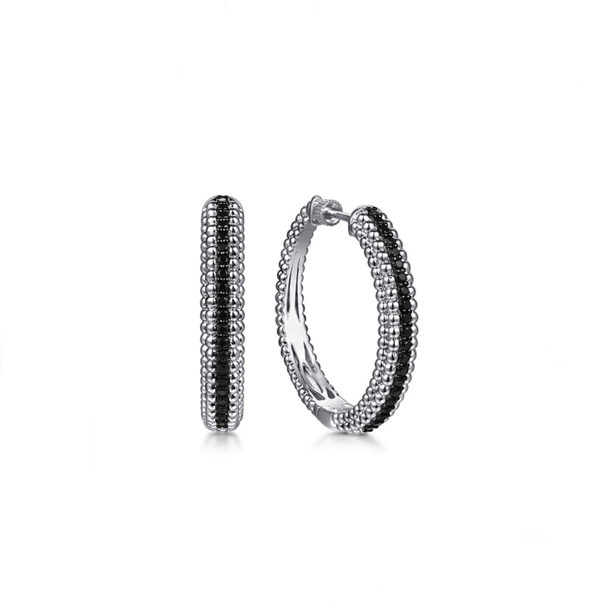 Gabriel & Co. Sterling Silver Bujukan Black Spinel Classic Hoop Earrings - NAGI