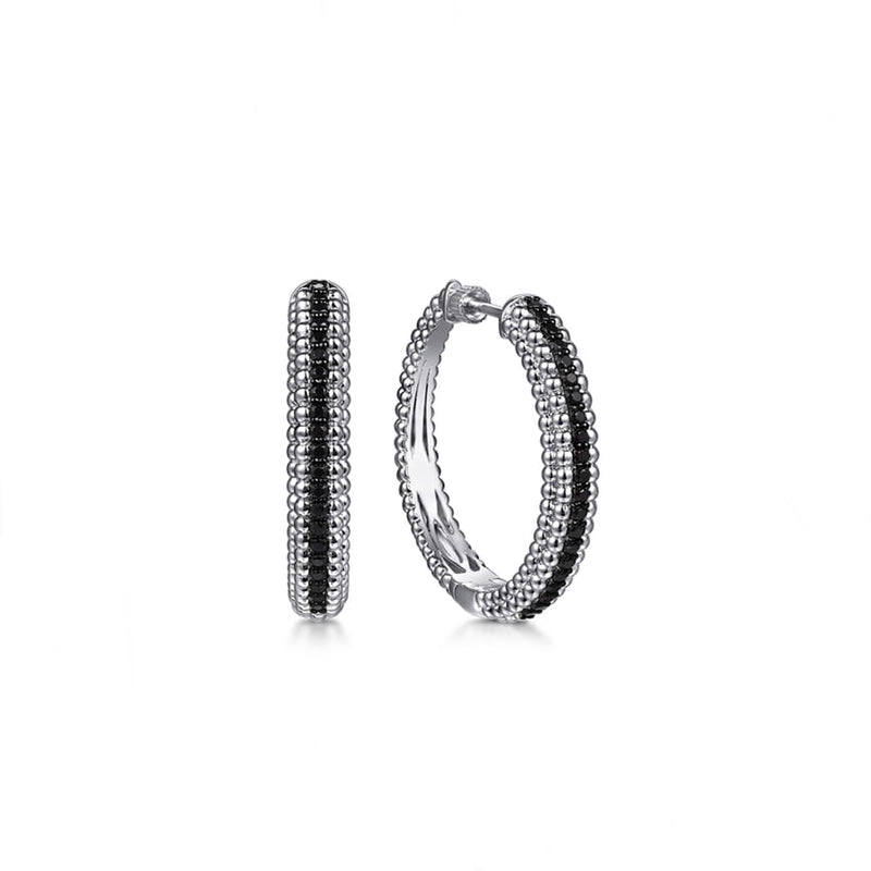Gabriel & Co. Sterling Silver Bujukan Black Spinel Classic Hoop Earrings - NAGI