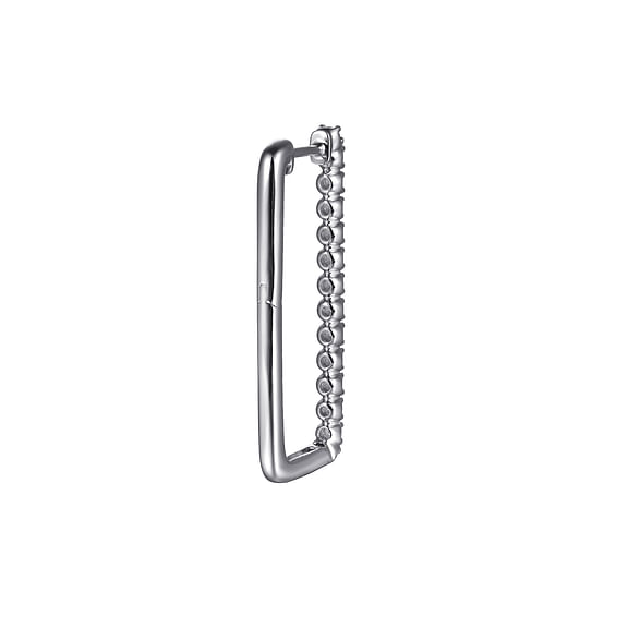 Gabriel & Co. 14K White Gold Diamond Classic Paperclip Hoop Earrings