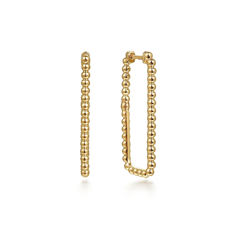 Gabriel 14K Yellow Gold Bujukan Beads 30mm Rectangle Hoop Earrings