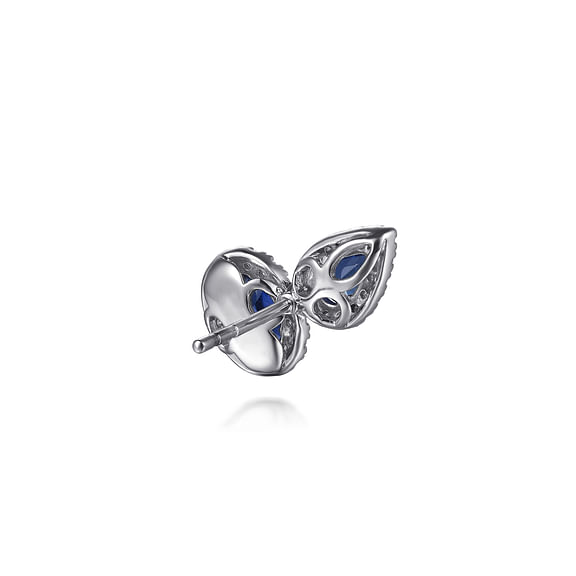 Gabriel & Co. 14K White Gold Toi et Moi Sapphire and Diamond Halo Stud Earrings - NAGI