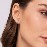 Gabriel & Co. Sterling Silver Diamond Bujukan Pearl Stud Earrings