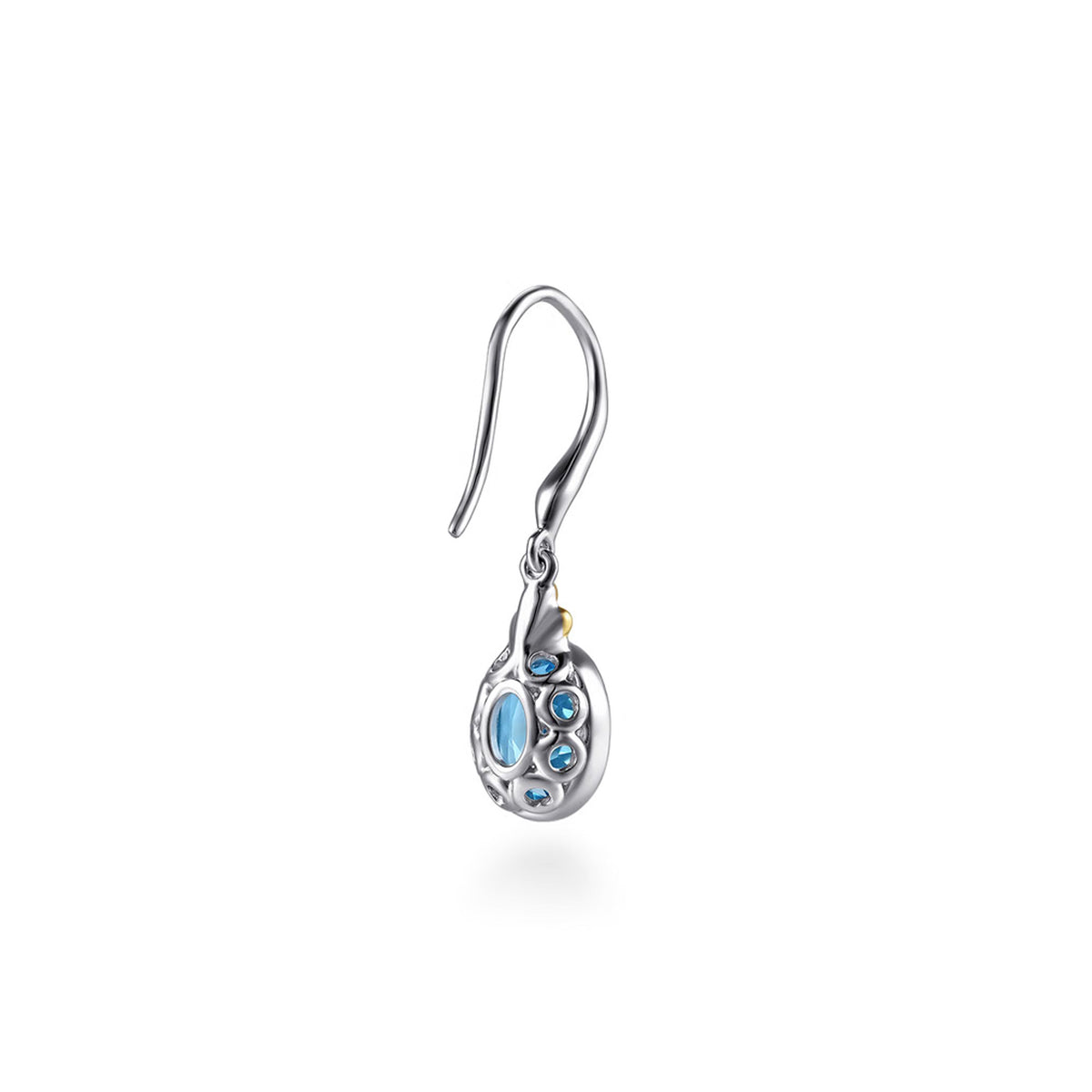 Gabriel & Co. 14K Yellow Gold Sterling Silver Blue Topaz Drop Earrings