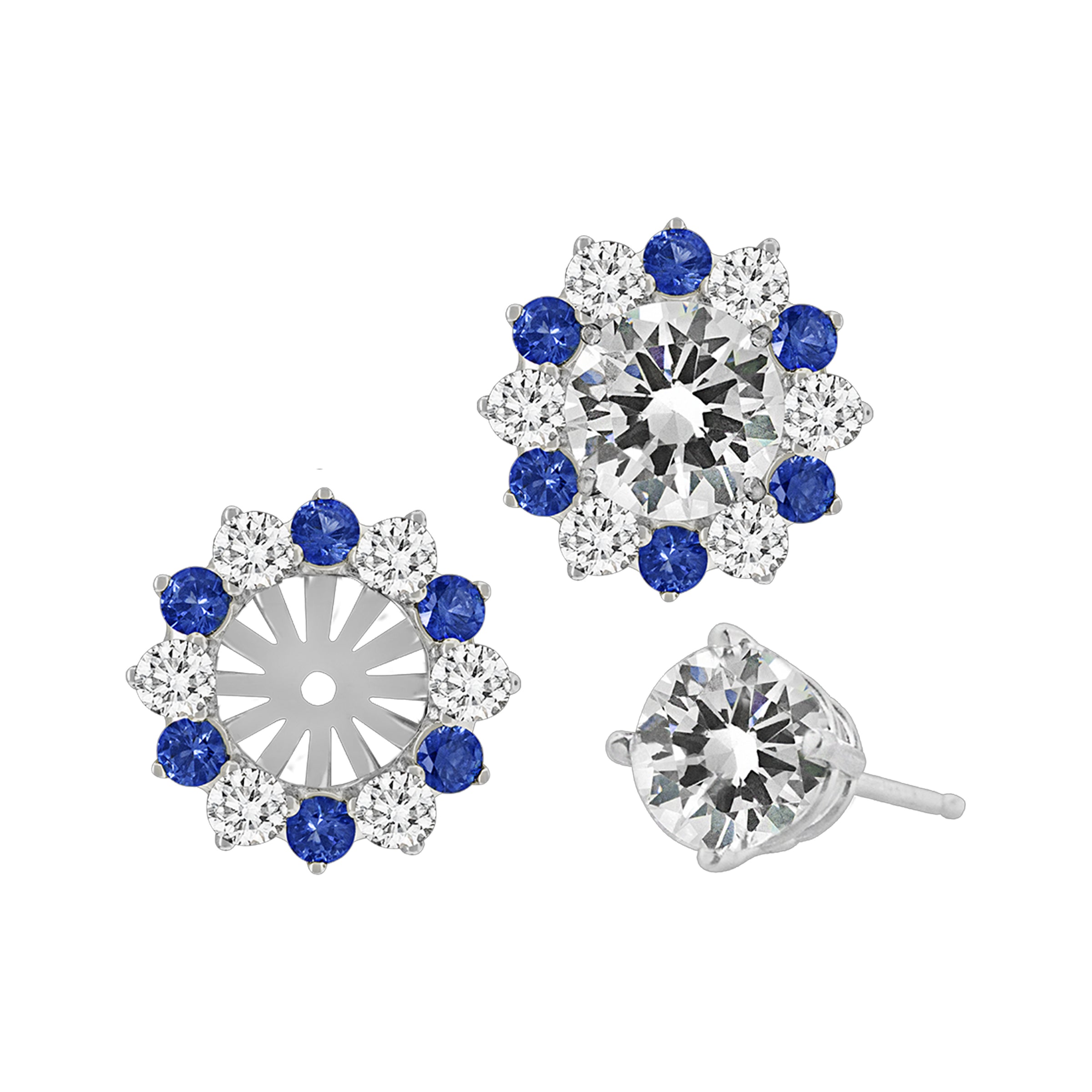 18K White Gold Sapphire & Diamond earring Jackets