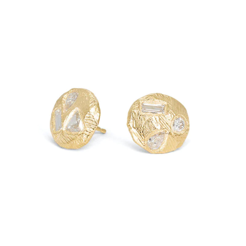 Page Sargisson 18K Yellow Gold Textured Geometric Melle Stud Earrings