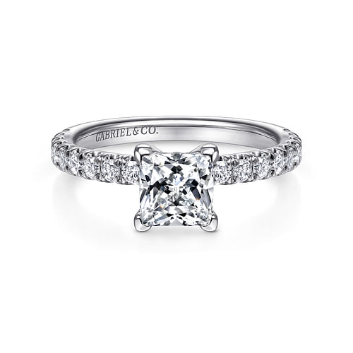 Gabriel & Co. Amira 14K White Gold Princess Cut Diamond Engagement Ring - NAGI