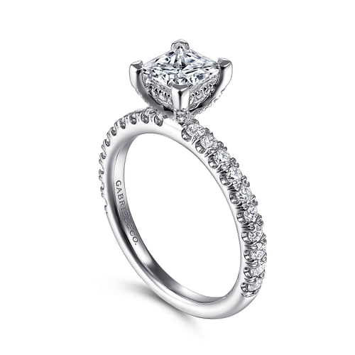 Gabriel & Co. Amira 14K White Gold Princess Cut Diamond Engagement Ring - NAGI