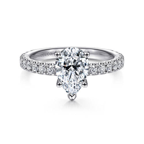 Gabriel & Co. Alina Platinum Hidden Halo Pear Shape Diamond Engagement Ring - NAGI