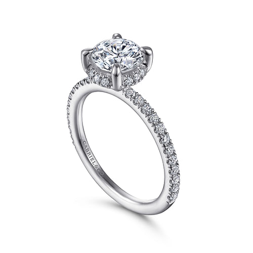 Gabriel & Co. Hart 14K White Gold Hidden Halo Round Diamond Engagement Ring - NAGI