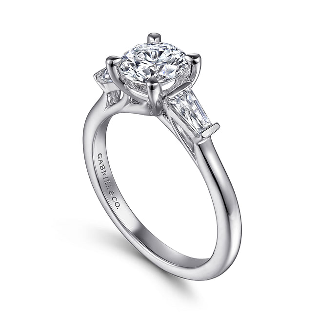 Gabriel & Co. Honor 14K White Gold Round Three Stone Diamond Channel Set Engagement Ring - NAGI