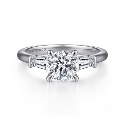 Gabriel & Co. Honor 14K White Gold Round Three Stone Diamond Channel Set Engagement Ring - NAGI