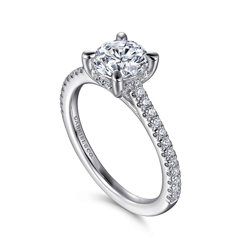 Gabriel & Co. Aline 14K White Gold Round Diamond Engagement Ring - NAGI