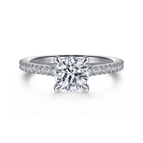 Gabriel & Co. Aline 14K White Gold Round Diamond Engagement Ring - NAGI