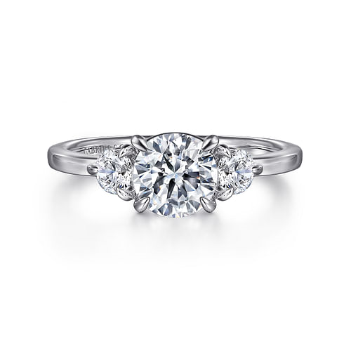 Gabriel & Co. Adeline 14K White Gold Round Three Stone Diamond Engagement Ring