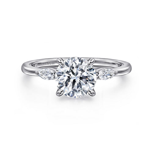 Gabriel & Co. Dela 14K White Gold Round Three Stone Diamond Engagement Ring - NAGI