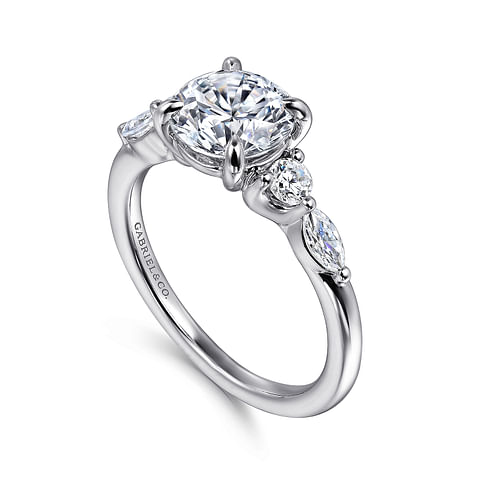Gabriel & Co. Cian 14K White Gold Round Five Stone Diamond Engagement Ring - NAGI