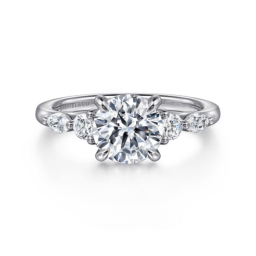Gabriel & Co. Cian 14K White Gold Round Five Stone Diamond Engagement Ring - NAGI