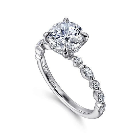 Gabriel & Co. Lanna 14K White Gold Round Diamond Engagement Ring - NAGI