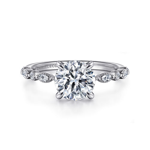 Gabriel & Co. Lanna 14K White Gold Round Diamond Engagement Ring - NAGI