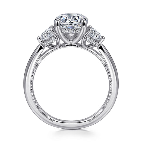 Gabriel & Co. Abbi 14K White Gold Round Three Stone Diamond Engagement Ring - NAGI