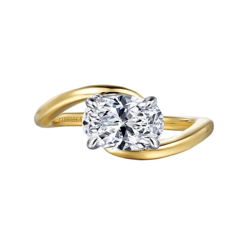 Gabriel & Co. Delphi 14K White and Yellow Gold Bypass Oval Diamond Engagement Ring - NAGI