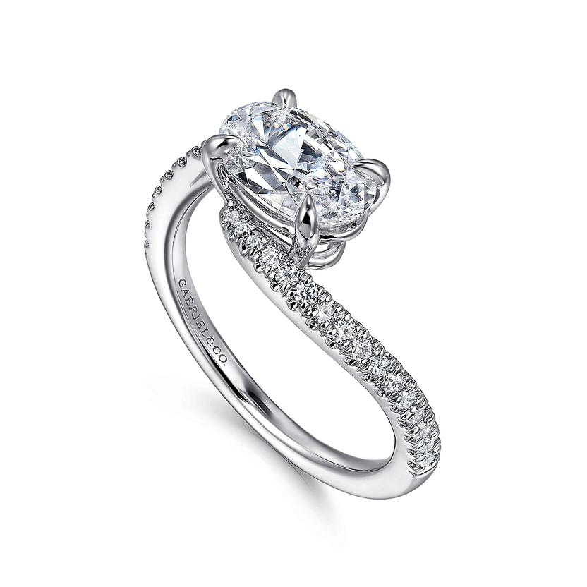 Gabriel & Co. Aiva 14K White Gold Bypass Oval Diamond Engagement Ring to fit a 9x6mm - NAGI