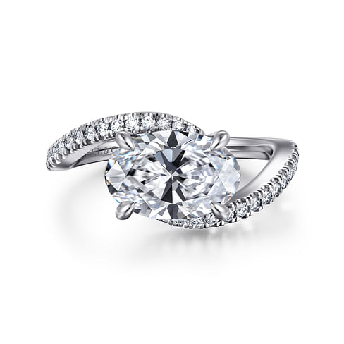Gabriel & Co. Aiva 14K White Gold Bypass Oval Diamond Engagement Ring to fit a 9x6mm - NAGI