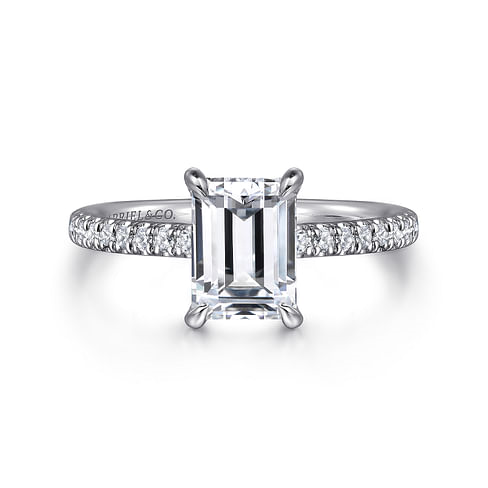 Gabriel & Co. Franka 14K White Gold Emerald Cut Diamond Engagement Ring - NAGI