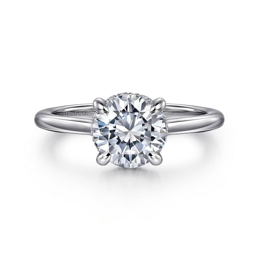 Gabriel & Co. Aldon 14K White Gold Round Halo Diamond Engagement Ring