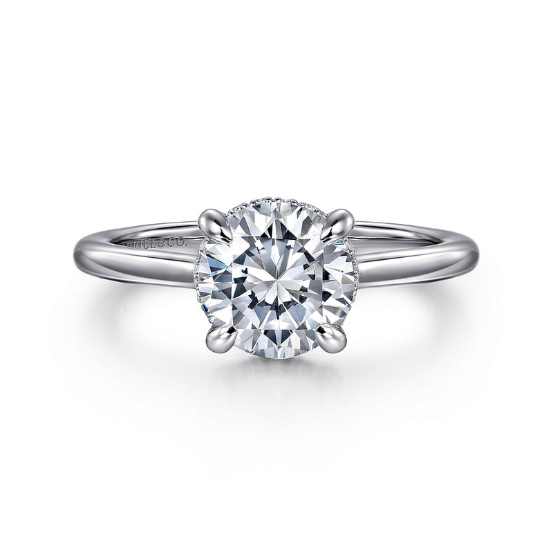 Gabriel & Co. Aldon 14K White Gold Round Halo Diamond Engagement Ring - NAGI