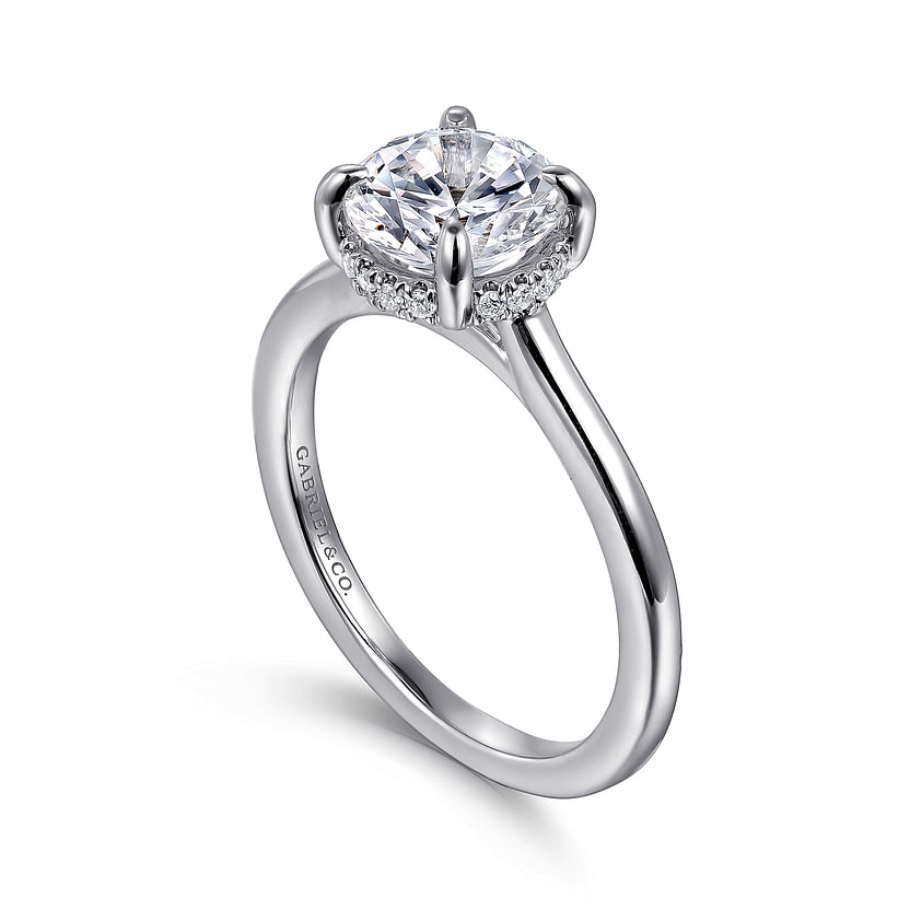 Gabriel & Co. Aldon 14K White Gold Round Halo Diamond Engagement Ring - NAGI